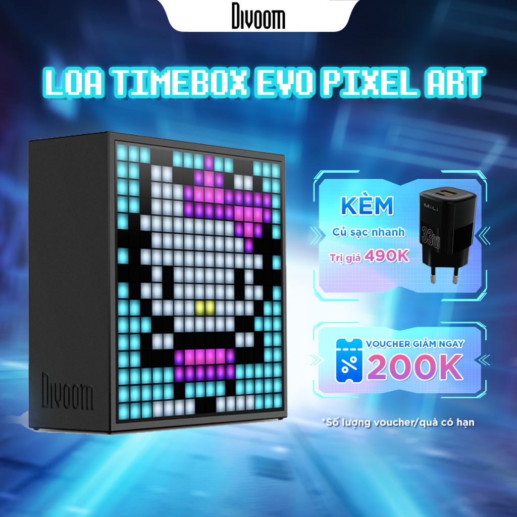 Ảnh Loa bluetooth thông minh Divoom Timebox-Evo, tích hợp màn hình LED 256 Full RGB, đồng bộ tin nhắn, cuộc gọi và thông báo 1