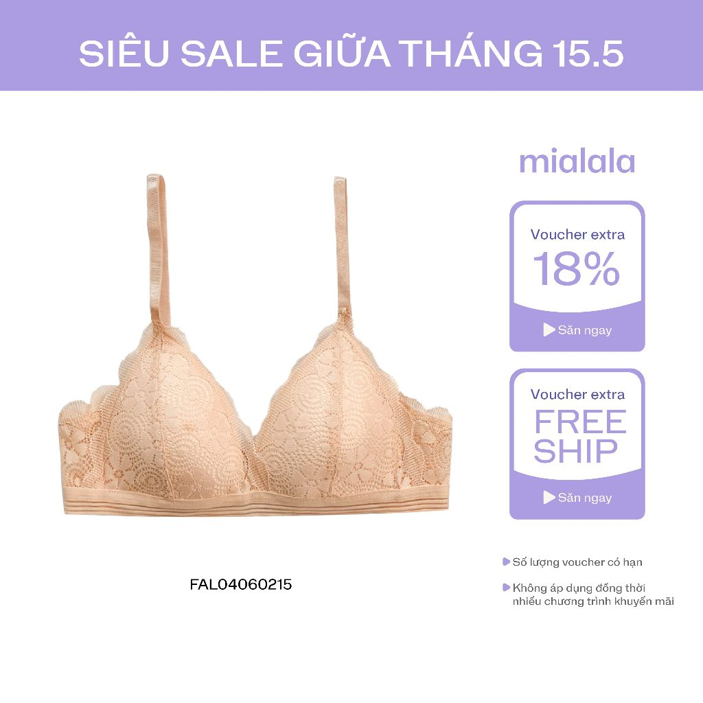 Ảnh Áo ngực không gọng đệm mỏng 1cm ren hoa MiaLala 0215 NA3220215 1
