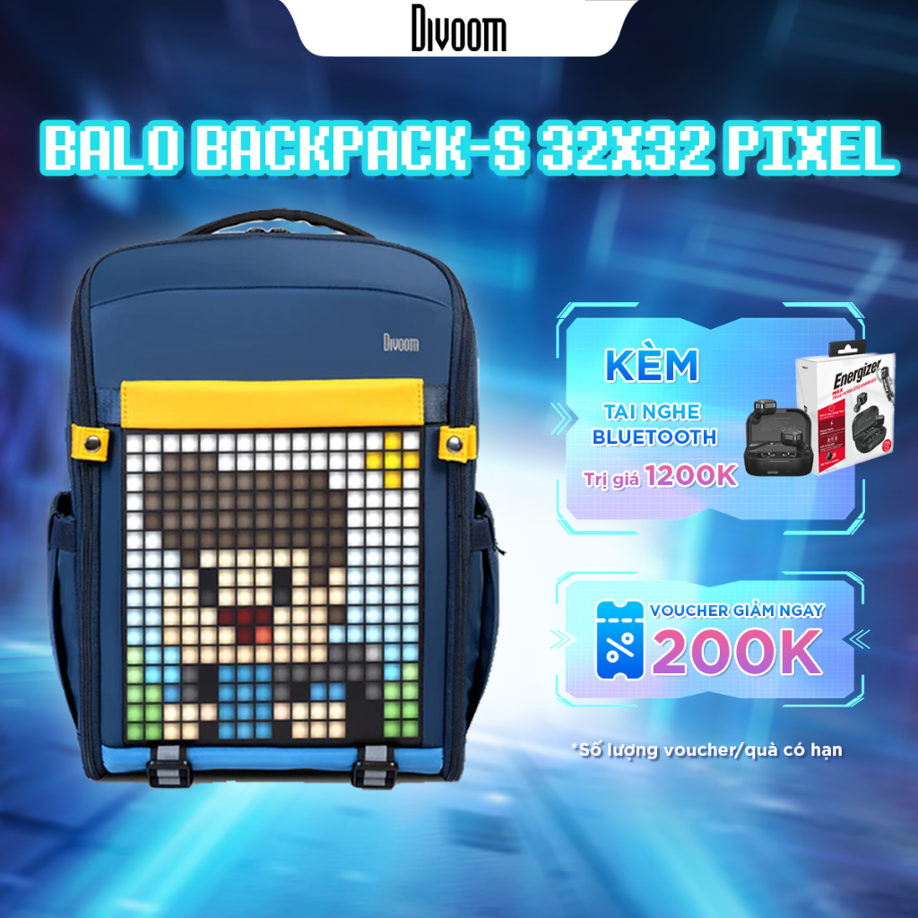 Ảnh Balo nam nữ Divoom Backpack-S màn hình Led hiển thị pixel art, ngăn chứa laptop 14.5 inch chống sốc, nhiều ngăn 1