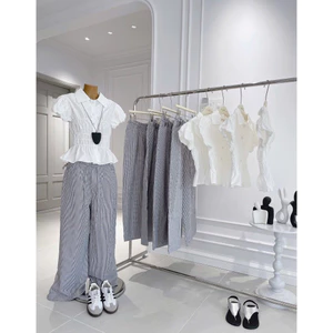 ۶ৎ SET ÁO NHÚN THÂN NÚT BỌC + QUẦN SỌC ĐEN SP021986🔥𝐇𝐨𝐚̉ 𝐓𝐨̂́𝐜🔥 𝐌𝐄𝐎𝐈𝐍𝐃𝐀𝐇𝐎𝐔𝐒𝐄