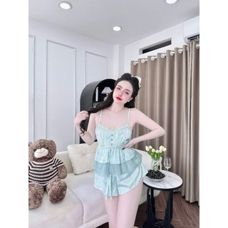 Đồ ngủ 2 dây sexy viền ren lụa mềm mịn, ( DB38)