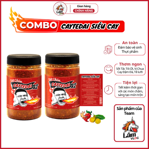 COMBO 2 Hũ SIÊU CAY X2 - Combo 2 Hũ Sốt Muối Chấm Lâm Vlog Cay Tê Dại x2