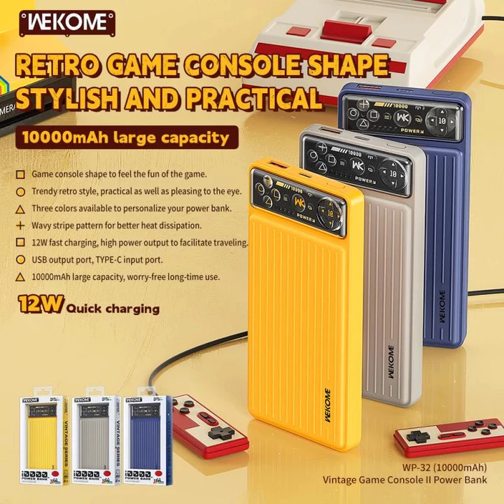Pin Dự Phòng Sạc Nhanh Wekome WP-32 10.000mah- Sạc Dự Phòng Sạc Nhanh Thiết Kế Cổ Điển Sạc Nhanh