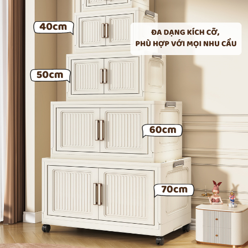 Tủ Đựng Đồ Đa Năng Gấp Gọn ENODA HOME, Tủ Nhựa Gia Đình Lớn Chịu Lực Tốt, Lắp Ráp Dễ Dàng, Bánh Xe Xoay 360 TUN580