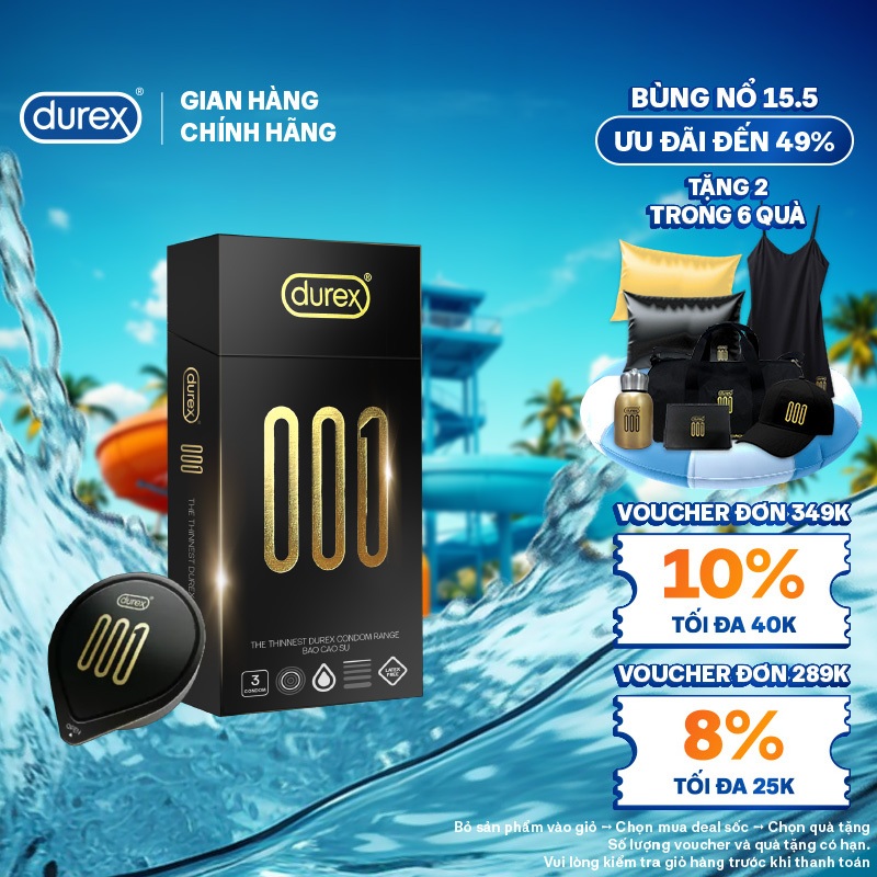 Bao Cao Su Durex 001 Siêu Mỏng, Hộp 3 Bao, Mới Ra Mắt | Shopee Việt Nam