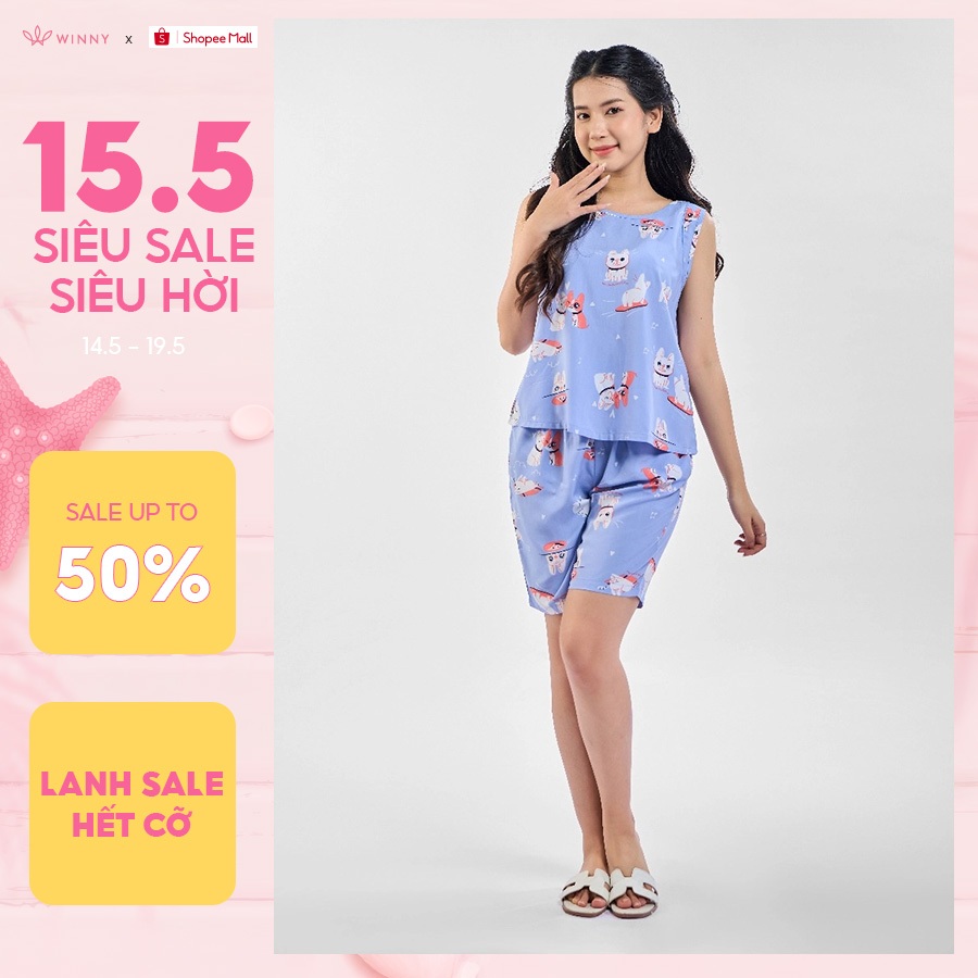 Ảnh Bộ Mặc Nhà WINNY Kiểu Sát Nách Quần Ngố Đùi 2MNLA23045S 1