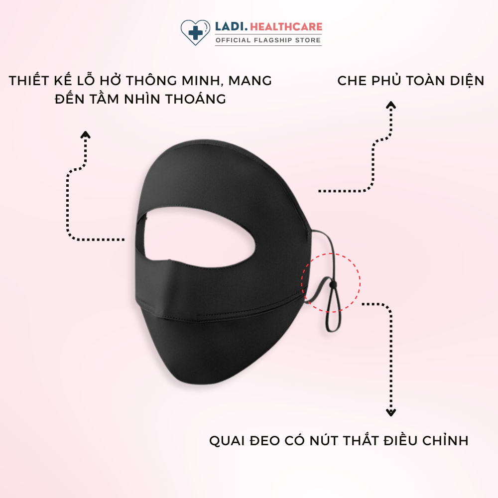 Khẩu trang UNICARE vải chống nắng toàn mặt Full Face thoáng khí, ngăn tia UV, chống nắng UPF 50+