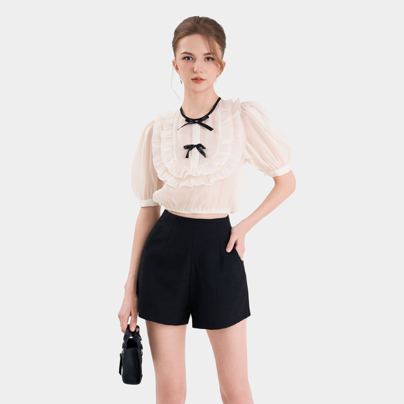 Ảnh Quần Short MARC FASHION Linen Túi Xéo Nhấn Li Trước - CBST015424 3
