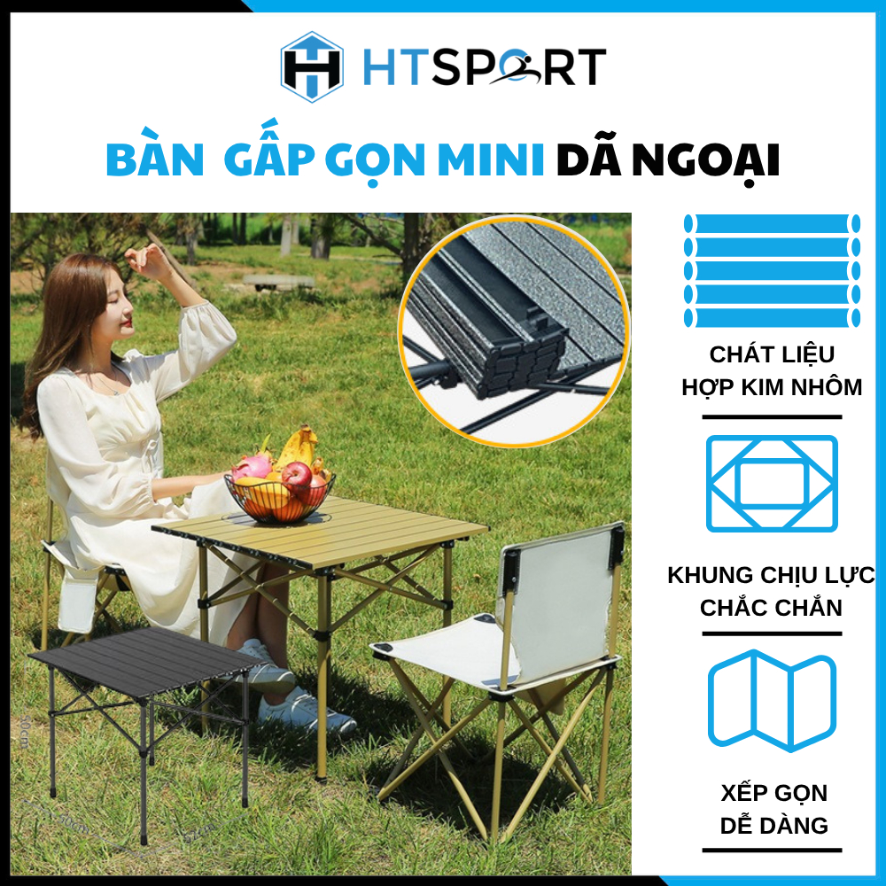 Bàn Gấp Gọn Dã Ngoại Di Động, Bàn Cắm Trại Hợp Kim Nhôm Gọn Nhẹ Picnic Du Lịch Ngoài Trời