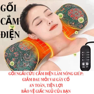 Gối ngải cứu kê cổ cắm điện thiết kế công thái học ngủ ngon thư giãn