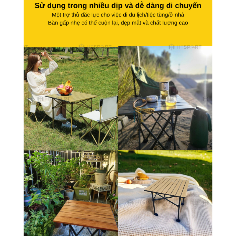 Bàn Gấp Gọn Dã Ngoại Di Động, Bàn Cắm Trại Hợp Kim Nhôm Gọn Nhẹ Picnic Du Lịch Ngoài Trời