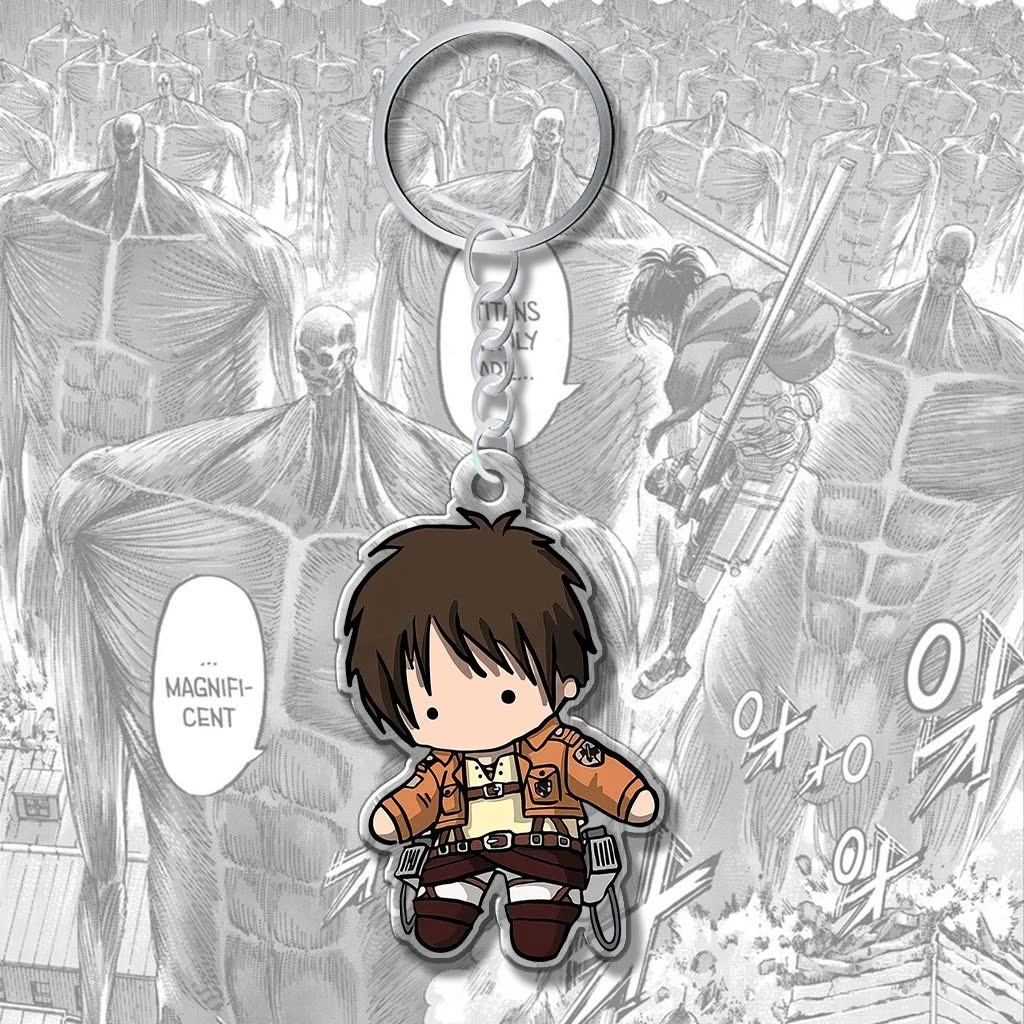 Móc Khoá Anime, Móc Khoá Manga Attack On Titan Levi Eren Mikasa Cực Ngầu Chất Liệu Acrylic In 2 Mặt Trong Suốt - SakuMai