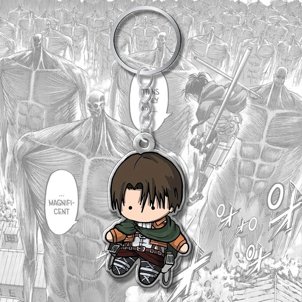 Móc Khoá Anime, Móc Khoá Manga Attack On Titan Levi Eren Mikasa Cực Ngầu Chất Liệu Acrylic In 2 Mặt Trong Suốt - SakuMai