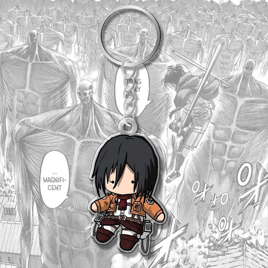 Móc Khoá Anime, Móc Khoá Manga Attack On Titan Levi Eren Mikasa Cực Ngầu Chất Liệu Acrylic In 2 Mặt Trong Suốt - SakuMai