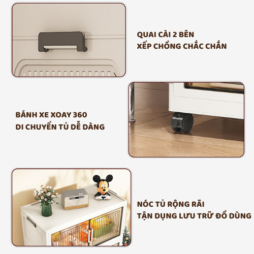 Tủ Nhựa Gấp Gọn Đa Năng ENODA HOME Có Bánh Xe 360 Độ, Tủ Nhựa Đựng Đồ Siêu Lớn TUN058