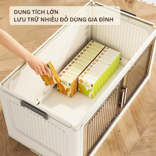Tủ Nhựa Gấp Gọn Đa Năng ENODA HOME Có Bánh Xe 360 Độ, Tủ Nhựa Đựng Đồ Siêu Lớn TUN058