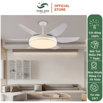 Quạt Trần Đèn Cao Cấp Thịnh Hoa, Đèn Trần Có Quạt Đảo Chiều, Động Cơ DC Lõi Đồng, Bảo Hành 10 Năm