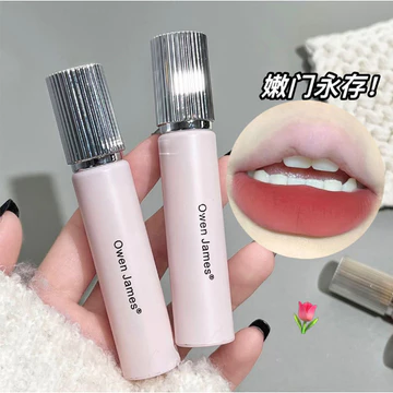 Son Kem Owen James Pink Nắp Bạc Matte Velvet Không dễ phai Son môi thiên nhiên lâu trôi Không dính cốc