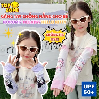 Găng Tay Chống Nắng Sanrio Kuromi/ Melody/ Hello Kitty Chất Liệu Vải Lụa Lạnh Mỏng Co Giãn Thoáng Khí Mùa Hè Cho Trẻ