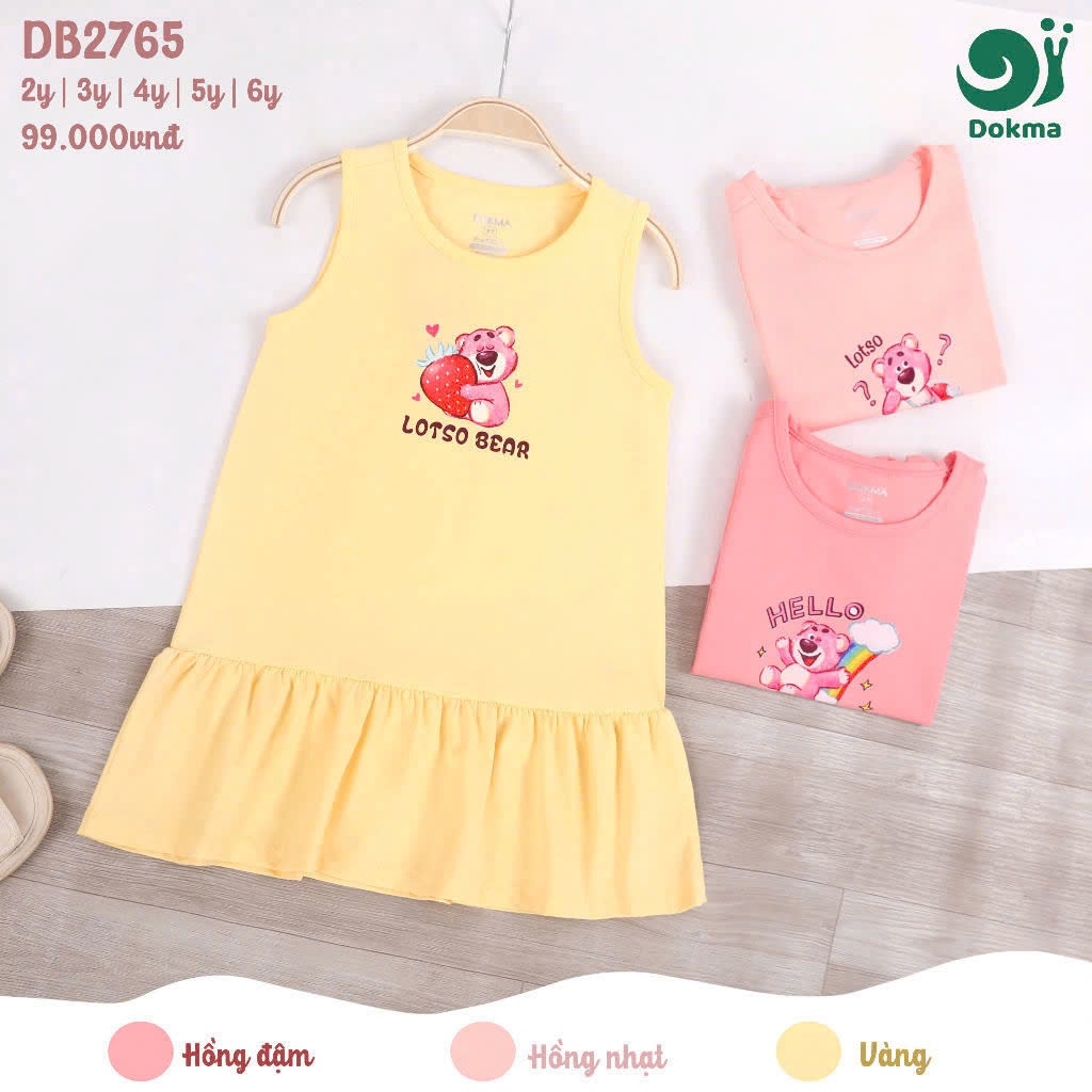 (11-25kg, 2-7Y) Váy Sát Nách Dokma Bé Gái DB1485 DB2655 DB2765 DB2816 DB2961 DB2965 DB3009