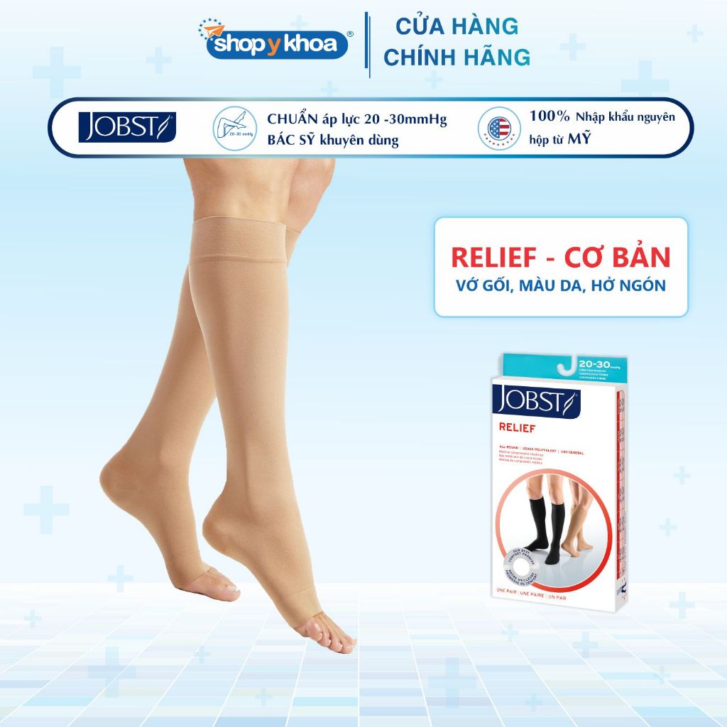 Ảnh Vớ Y Khoa JOBST Relief - Màu Da, Hở Ngón, Dòng Cơ Bản, Áp Lực 20-30mmHg, 2 Chiếc (Tất Y Khoa) 1
