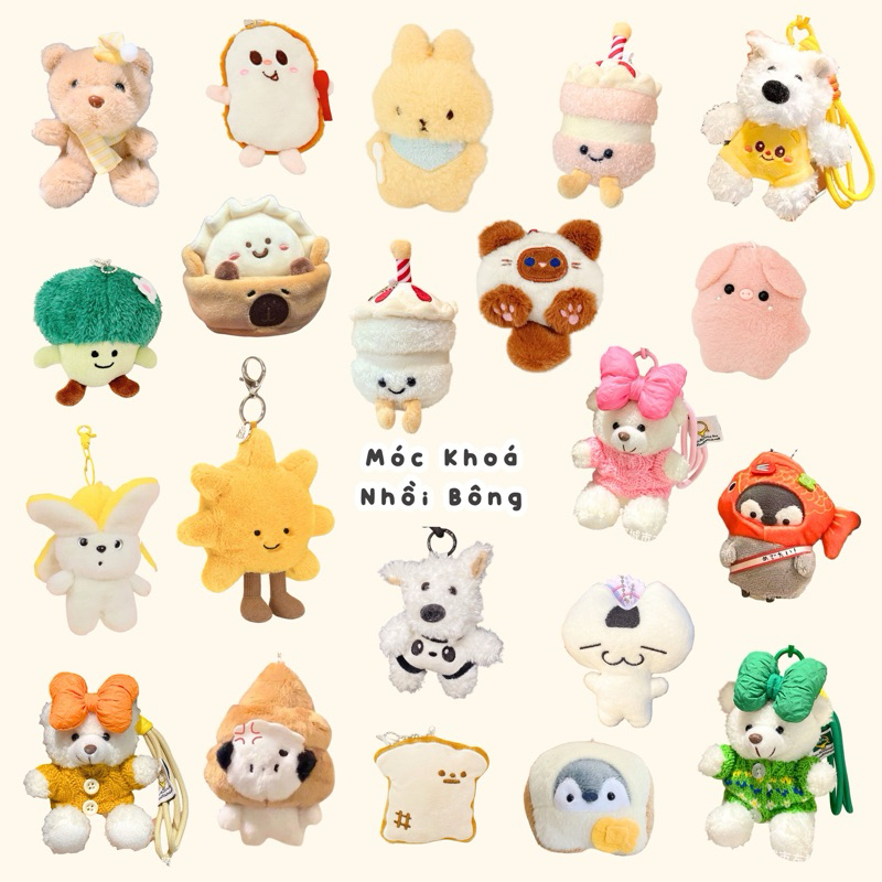 Móc Khoá Nhồi Bông Tổng Hợp Cánh Cụt Chó Puppy Teddy Mèo Thỏ Rau Củ Lông Xù Siêu Mềm Mịn Siêu Dễ Thương Quà Tặng Độc Đáo