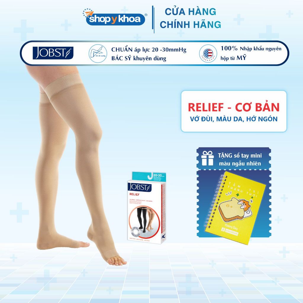 Ảnh Vớ Y Khoa JOBST Relief - Màu Da, Hở Ngón, Dòng Cơ Bản, Áp Lực 20-30mmHg, 2 Chiếc (Tất Y Khoa) 2