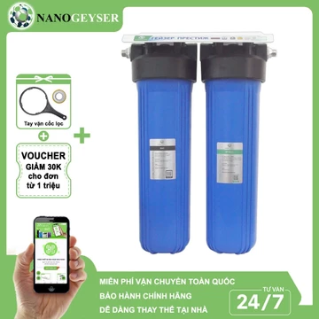 Lọc tổng đầu nguồn 2 cấp 20 icnh béo, Bộ lọc nước sinh hoạt, Xử lý nước nhiều bùn đất