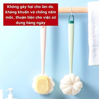 BÔNG TẮM CÁN DÀI VẢI LƯỚI MỀM MẠI - Cây Bông Tắm Cọ Lưng 2 Mặt Cán Dài Dễ Chà Lưng,Bàn Chải 2 Đầu Chà Lưng Lông Mịn