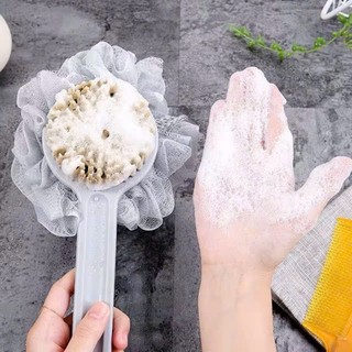 BÔNG TẮM CÁN DÀI VẢI LƯỚI MỀM MẠI - Cây Bông Tắm Cọ Lưng 2 Mặt Cán Dài Dễ Chà Lưng,Bàn Chải 2 Đầu Chà Lưng Lông Mịn