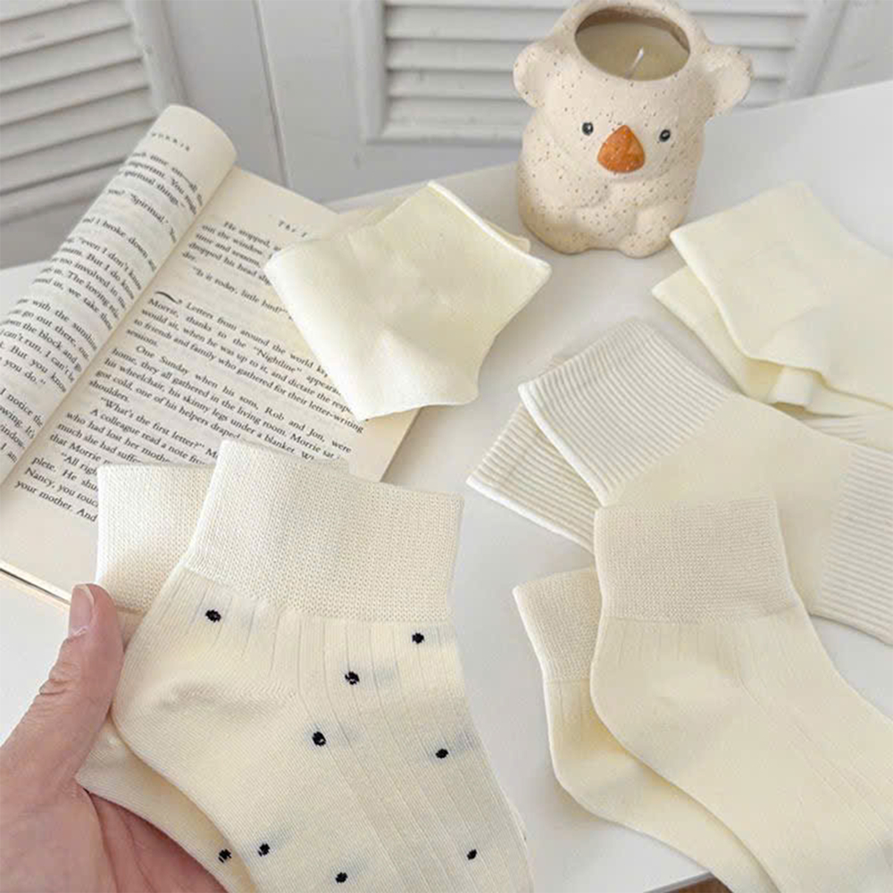 Tất vớ nữ set 5 đôi cổ ngắn phong cách tiểu thư nữ tính, chất liệu mềm mịn thoáng khí - Ekiu Shop