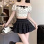 Chân váy ngắn xếp tầng 2 lớp vải ren xốp , váy dáng ngắn midi kiểu ulzzang Hàn Quốc có quần bảo hộ