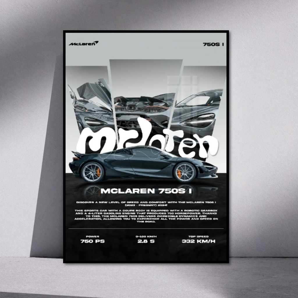 (Nhiều Mẫu) Tranh Poster Siêu Xe Thiết Kế Riêng Tráng Gương Khung Composite Decor Treo Tường Phòng Khách, Phòng Game