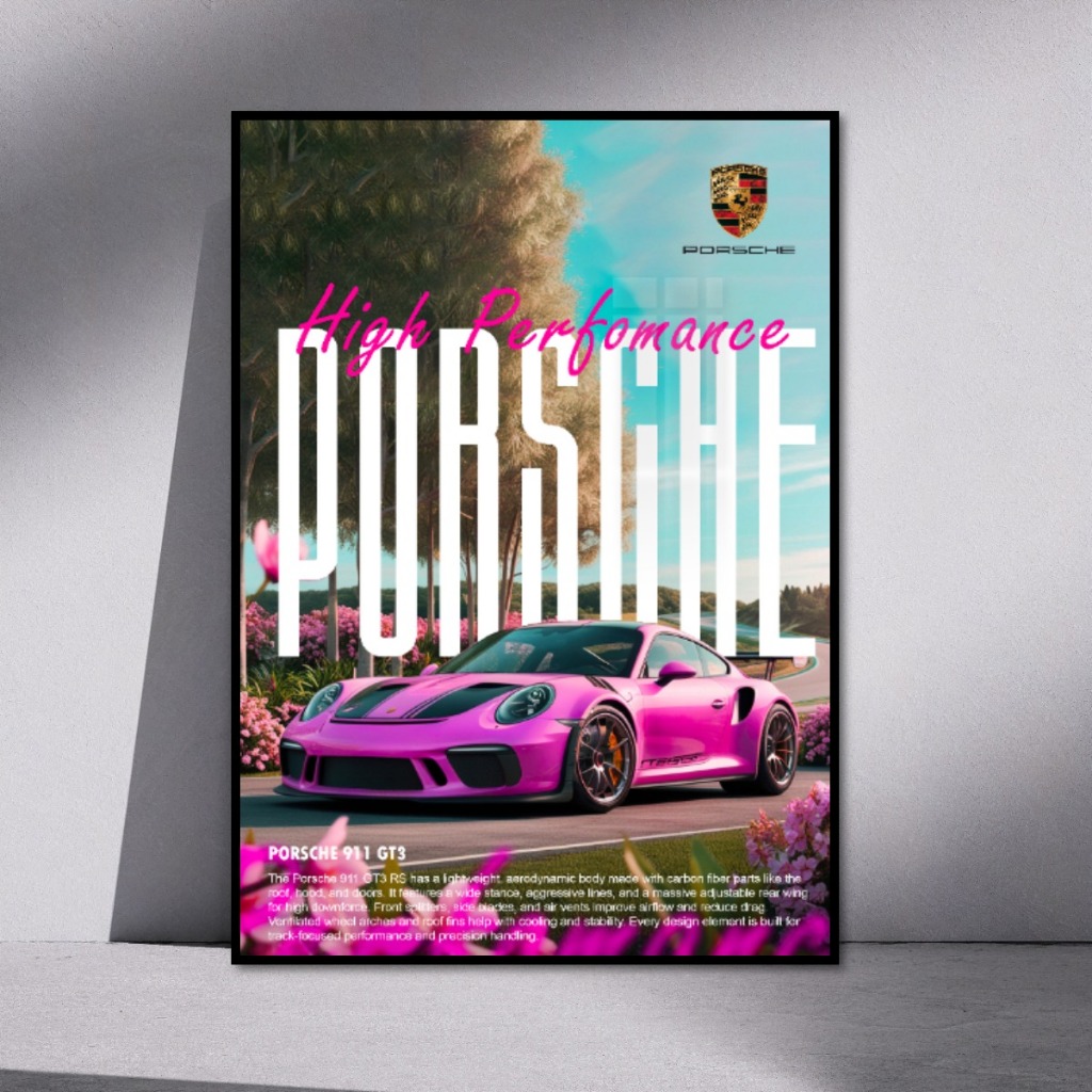 (Nhiều Mẫu) Tranh Poster Siêu Xe Thiết Kế Riêng Tráng Gương Khung Composite Decor Treo Tường Phòng Khách, Phòng Game
