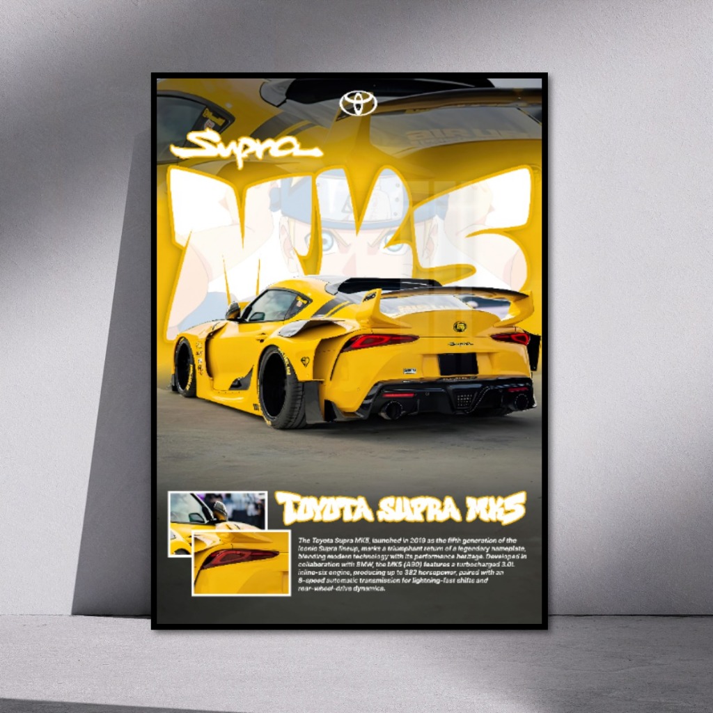 Tranh Siêu Xe Hãng TOYOTA Tráng Gương Khung Composite Decor Treo Tường, Trang Trí Phòng Khách