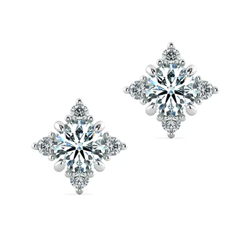 [CHAT TRƯỚC KHI ĐẶT] Bông Tai Tierra BTA2124, Vàng Trắng 14K, Đính Tấm - Đá CZ, Thiết Kế Kiểu Dáng Bông Tuyết Sang Trọng