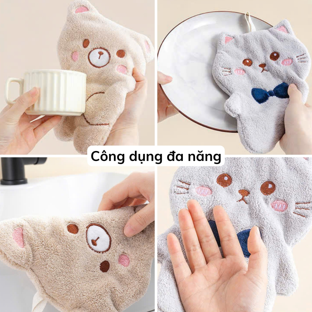 Khăn Lau Tay Treo Tường 2 Lớp Siêu Thấm Hút Tiện Lợi, Khăn Lau Tay, Lau Bếp Đa Năng Nhiều Mẫu Đáng Yêu