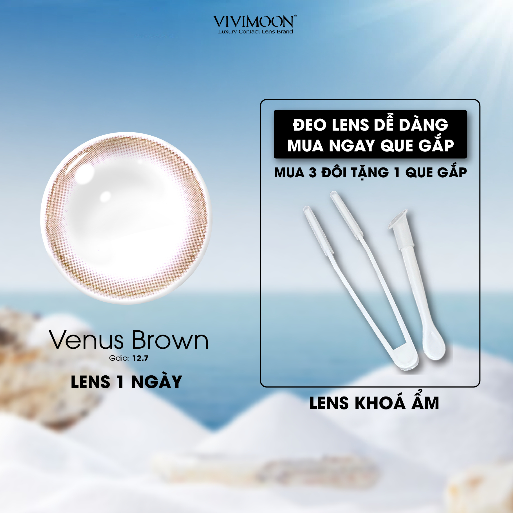 Ảnh Lens khóa ẩm cận 1 ngày Venus Brown VIVIMOON màu nâu tự nhiên (Giá 01 chiếc) 1