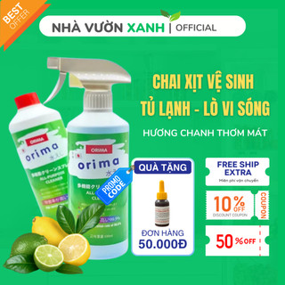 Chai Xịt Vệ Sinh Tủ Lạnh ORIMA 500ml - Công Nghệ Nhật Bản Khử Mùi, Làm Sạch Tủ Lạnh, Lò Vi Sóng Tặng Khăn + Vòi Xịt