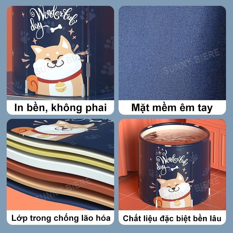 Bồn tắm gấp gọn cho người lớn 6 lớp SUNNY làm từ vải Oxford chống thấm cách nhiệt 3h