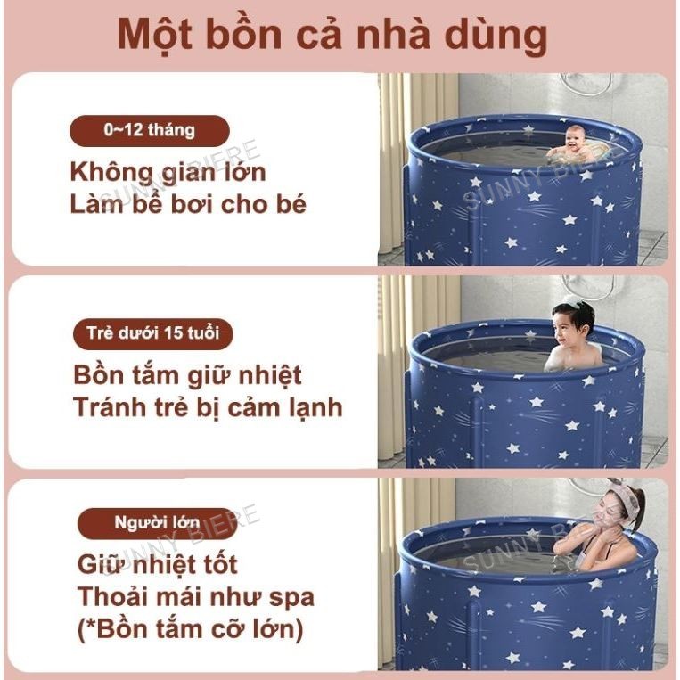 Bồn tắm gấp gọn cho người lớn 6 lớp SUNNY làm từ vải Oxford chống thấm cách nhiệt 3h