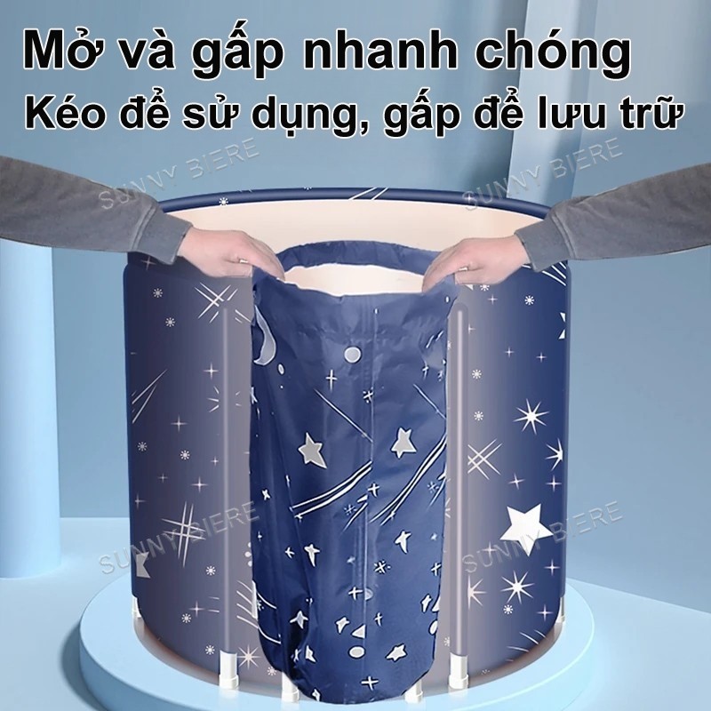 Bồn tắm gấp gọn cho người lớn 6 lớp SUNNY làm từ vải Oxford chống thấm cách nhiệt 3h