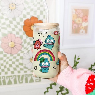 Cốc Thủy Tinh Cá Hề 500ml, Ly Thủy Tinh Nắp Tre 16Oz Chịu Nhiệt Kèm Phụ Kiện, Quà Tặng Sinh Nhật