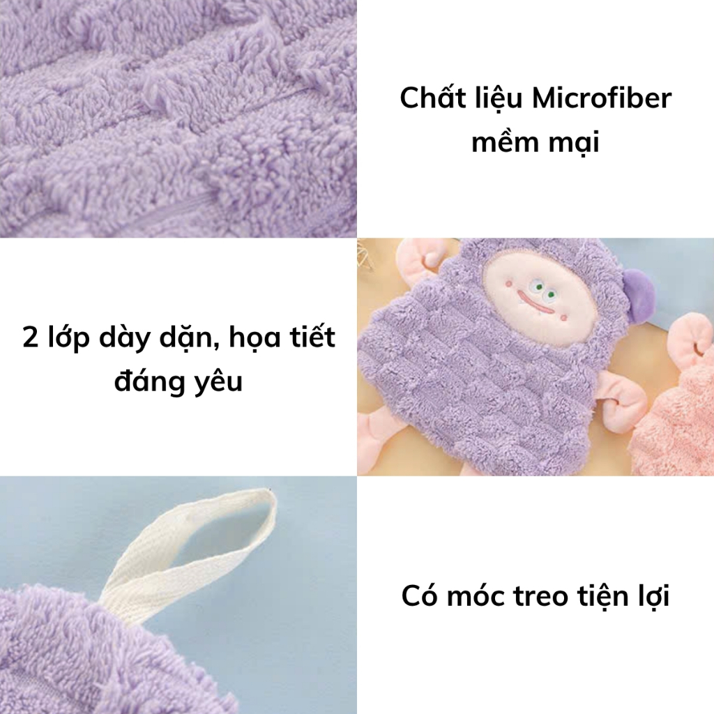 Khăn Lau Tay Treo Tường 2 Lớp Siêu Thấm Hút Tiện Lợi, Khăn Lau Tay, Lau Bếp Đa Năng Nhiều Mẫu Đáng Yêu