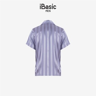 Bộ mặc nhà nam iBasic satin sọc tay ngắn quần dài - HOMM019