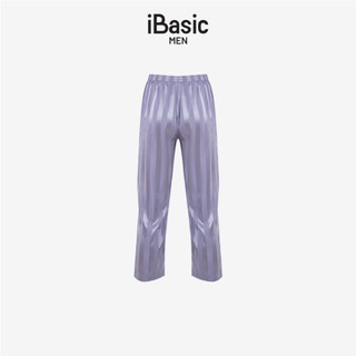 Bộ mặc nhà nam iBasic satin sọc tay dài quần dài - HOMM020