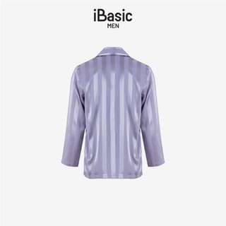 Bộ mặc nhà nam iBasic satin sọc tay dài quần dài - HOMM020