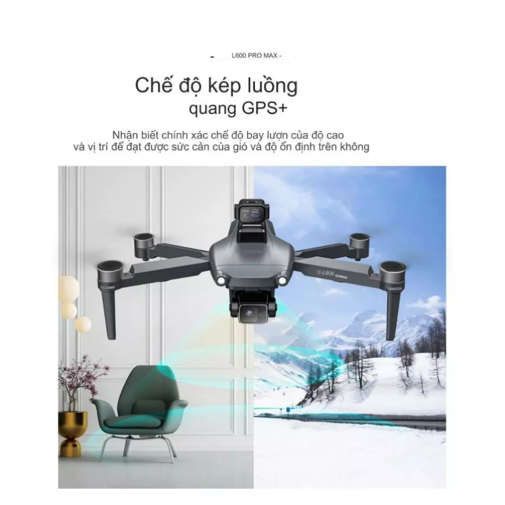 Drone L600-1 Promax, Tay Cầm Màn Hình RC Quay Chụp 4K có Gimbal Chống Rung 3 Chục, Flycam Mini