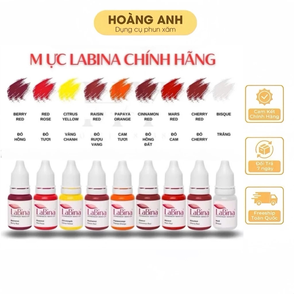 Mực Hữu Cơ LABINA Chính Hãng Đức – Chuyên Dùng Phun Xăm Thẩm Mỹ, Lên Màu Chuẩn, Bám Màu Lâu