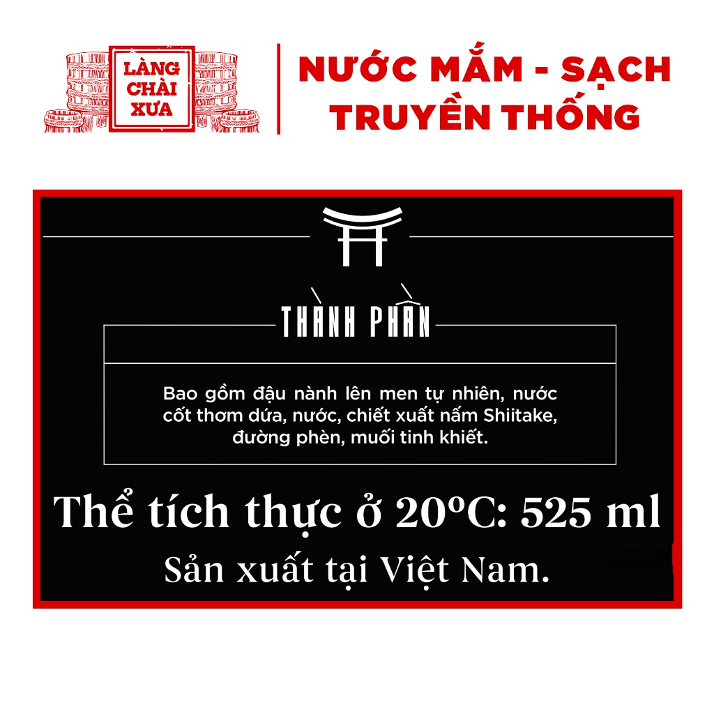 Ảnh Nước tương cao cấp Shiitake lên men tự nhiên từ đậu nành và nấm ngọt Shiitake, chai nhựa Làng Chài Xưa 2